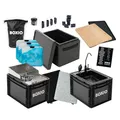 Produktbild: BOXIO - Kitchen Bundle: Mobile Campingküche ohne Strom mit Kochbox, Waschbecken & Gaskocher mit Outdoor Zubehör Schneidbrett, Kühlakkus, Sitzkissen UVM. Perfekte All-in-one Lösung