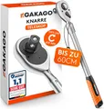 Produktbild: Gakago Teleskop-Ratsche 1/2 Zoll bis zu 60cm - Extra lange umschaltbare Knarre mit ergonomischen Griff - Überlegende Kraft mit über 615 Nm und präzisen 72 Feinzahn Getriebe