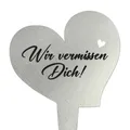 Produktbild: Grabstecker aus Edelstahl I Grabschmuck Herz 17 cm Wir vermissen Dich I you0081