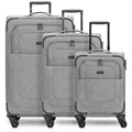 Produktbild: Redolz Essentials 12 THREE SET 4 Rollen Kofferset 3-teilig mit Dehnfalte  grau