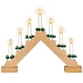 Produktbild: Nipach Schwibbogen aus Holz - 7 LED in Dreieckform - Leuchtfarbe warm-weiß mit Timer + Batterie