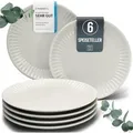 Produktbild: Steingut Teller Groß 6 Personen Hygge TESTSIEGER, Traumhaftes Skandinavisches Steingut Speiseteller Set, Stylisches Essteller Set, Pure Living in Beige
