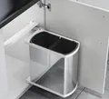 Produktbild: Hailo Mülleimer Duo Einbau ab 45cm Schrank Bad Kosmetikeimer Edelstahl 2x 8 L