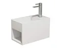 Produktbild: Bernstein Badshop Wandwaschbecken PB2046 aus Mineralguss Solid Stone mit seitlichem Ablagefach - 33 x 18 x 20,5 cm - Weiß matt