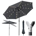Produktbild: Sekey Solar-LED Sonnenschirm 330 cm mit Kurbel& Knickbar, Alu, 40 LED, UV50+