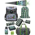 Produktbild: Grauer Minecraft Schulranzen für 1. bis 4. Klasse - Set 10-teilig mit großer Schultüte 85 m - Schultasche Jungen, ergonomisch, leicht, geräumig - Grau