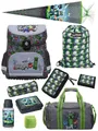 Produktbild: Familando Schulranzen Minecraft 1.-4. Klasse ergonomisch, geräumig, Volumen 18 Liter (Set, 10-tlg., inkl. Sporttasche und Schultüte / Zuckertüte 85cm), MINECRAFT Motiv grau