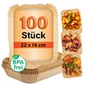 Produktbild: 100x Backpapier Schale 22x14 cm für 3-5L Doppel Heißluftfritteuse Dual Airfryer