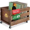 Produktbild: Stagecaptain SPKB-100 BN Bambus Schallplattenkiste “Emil” 3x Set - Aufbewahrungsbox für bis zu 100 LPs - aus Bambus - 4 lenkbare Rollen - auch für vieles andere bis 25 kg verwendbar - Braun