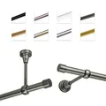 Produktbild: MDEKOR Gardinenstange 540 cm einläufig | Vorhangstange für die Wandmontage oder Deckenmontage Silber Grau aus Metall | Gardinenstangenset Ø 19mm