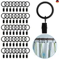 Produktbild: 40 Stück Metall Vorhangringe mit Clips Haken Schwarz Dekorative Draperie