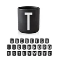 Produktbild: Design Letters Porzellan Kaffeetassen A-Z | Schwarze Tassen für Weihnachten, Weihnachtsgeschenke Kleinigkeiten, Weihnachtsgeschenke für Frauen, Männer | Kaffeebecher | Tasse Personalisiert | 250 Ml