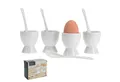 Produktbild: Koopman Eierbecher Eierbehälter Frühstückseier Weiß Porzellan Löffel 8 tlg. Set, (8-tlg), Set, Porzellan, Ø5cm, 4 Becher, 4 Löffel