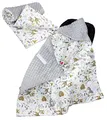 Produktbild: TupTam 2er Set Baby Decken Einschlagdecke 85x85 cm für Autositz Babyschale Babydecke Wiegendecke Minky Baumwolle, Farbe: Hirschkalb/Grau, Größe: Herbst/Winter - 85 cm x 85 cm
