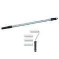 Produktbild: Teleskopstab 80-130cm für Farbroller inkl. Schaumwalzen-Lackier-Set 5-tlg, Lackierwalze mit Farbbügel - Malerstange, Teleskopstange, Teleskopstiel für Farbwalze, Malerwalze - BEKATEQ BE-77W