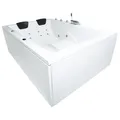 Produktbild: Basera® Basic Indoor Whirlpool Badewanne XXL Wave für 2 Personen mit 16 Massagedüsen, Wasserfall, LED-Ambiente
