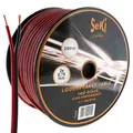 Produktbild: SeKi Lautsprecherkabel Rot/Schwarz 2x 0,75mm² – 100 Meter Spule | CCA-Kupfer Boxenkabel für klaren Sound bei HiFi, Heimkino und Car-HiFi mit Polaritätskennzeichnung