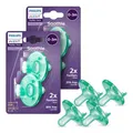 Produktbild: Philips AVENT Soothie Kiefergerechter Baby Schnuller, 100% Silikon, einteilig, BPA-frei, für Babys von 0-3 Monaten, grün, 4er-Pack, Modell SCF190/41