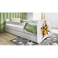 Produktbild: Kinderbett Jugendbett Basketball 70x140, 80x160, 80x180 cm - Komplettset mit Matratze, Schublade & Rausfallschutz - Weiß