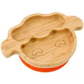 Produktbild: bamboo bamboo Baby Teller Kinderteller, Kindergeschirr mit Saugnapf, Bambus Babyteller mit sicherem Saugnapf, Sugnapf Teller Baby ab 6 Monaten (Lamm, Orange)