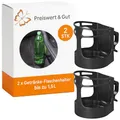 Produktbild: Preiswert&Gut 2 x Getränkehalter in schwarz 12,8 x 8,7 x 12,1cm mit flexiblen Befestigungswinke – Universeller Flaschenhalter bis zu 1,5L – Becherhalter für zb. Boot oder Auto