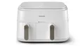 Produktbild: Philips Airfryer 3000 Series Dual Basket, Heißluftfritteuse mit 2 Körben, 9L Kapazität (6L+3L), RapidAir Plus Heißlufttechnologie, 90% weniger Fett, Rezepte-App, Spülmaschinenfest, Weiß (NA353/10)