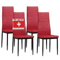 Produktbild: ALBATROS Esszimmerstühle 4er Set Milano, Rot - Edles Italienisches Design, Kunstleder-Bezug, bequemer Polsterstuhl - SGS geprüft - Moderner Küchenstuhl, Stuhl Esszimmer