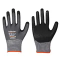 Produktbild: 1 Paar LeiKaFlex® Feinstrick-Handschuhe mit Nitril-Foam-Beschichtung + Noppen grau/schwarz Größe 7