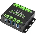 Produktbild: Waveshare Industrieller USB 3.2 Hub: 4-Port Erweiterung, umschaltbare Doppelhosts, Mehrfachschutz - Schwarz