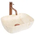 Produktbild: Rea Rechteckiges Keramik-Waschbecken zur Aufsatzmontage Belinda Mini Rectangle Beige - 36X25X11,5CM