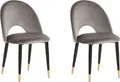 Produktbild: BELIANI Esszimmerstuhl 2er Set Grau Samtstoff mit Schwarzen Metallbeinen Goldene Akzente Retro Wohnzimmer Esszimmer Ausstattung Möbel Sitzmöbel