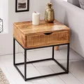 Produktbild: invicta INTERIOR Industrial Nachttisch Iron Craft 45cm Mangoholz mit Schublade Beistelltisch Tisch Holztisch