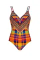 Produktbild: Sunflair Badeanzug Karomuster Regenbogenfarben V-Ausschnitt Einteiler verstellbare Träger Blickdicht