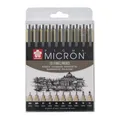 Produktbild: Pigma Micron Fineliner-Set 10 Stück | wasserfeste permanente schwarze Tinte v...