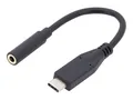 Produktbild: Digitus USB Type-C Audio Adapterkabel, Type-C - 3.5mm St/Bu, 0.2m, Audio in/out, sw