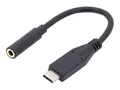 Produktbild: Digitus USB Type-C Audio Adapterkabel, Type-C - 3.5mm St/Bu, 0.2m, Audio in/out, sw AK-300321-002-S