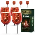 Produktbild: 8X Teelichthalter für Adventskranz 6cm Bauchig Rot - Kerzenhalter Glas Klein, Kerzenpicks für Teelichter, Weihnachtskranz 2X 4er Gesteck - Weihnachten Dekoration Xmas
