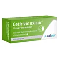 Produktbild: Cetirizin axicur 10 mg Filmtabletten, Linderung von Heuschnupfen und verbundener Beschwerden wie Schwellungen, Rötungen und Juckreiz der Haut, geeignet zur Behandlung ganzjähriger Allergien, 50 St