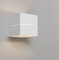 Produktbild: QAZQA - Moderne Wandleuchte weiß 9,7 cm – Transfer Groove I Wohnzimmer I Schlafzimmer I Up I Down - Aluminium Quadratisch - LED geeignet G9