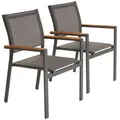 Produktbild: 2er Set Gartenstuhl Stapelstuhl Terrassen-Stuhl anthrazit Aluminium Teslin