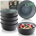 Produktbild: Sänger Malmö | Steingut Müslischalen Bowl Schüssel 6 teilig, Schüssel Set 6 Personen, Schale spülmaschinen- mikrowellen- kratzfest, Schüsseln grün mit schwarzem Rand 600 ml | VALUE COLLECTION