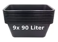 Produktbild: BURI 9 Stück Mörtelwanne 90 Liter Mörtelkasten rechteckig, schwarz - Baueimer Maurerkasten Mörtelkübel Pflanzwanne aus Deutschland extrem robust und strapazierfähig