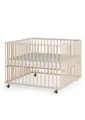 Produktbild: Sämann Laufstall Baby mit Matratze Cloud Air und Schlupfsprossen | TÜV geprüft | stufenlos höhenverstellbar | Laufgitter Premium | Babybett aus Holz | Krabbelgitter (sahara dust/natur, 100x100 cm)