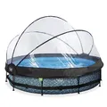 Produktbild: EXIT Toys Stone Pool mit Multifunktionale Abdeckung - ø360x76cm - Großer, Runder Rahmenpool mit Kartuschenfilterpumpe - Leicht Zugänglich - Starker Rahmen - Für Sauberes und Warmes Poolwasser - Grau