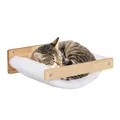 Produktbild: Relaxdays Katzenhängematte, Wand, hängendes Katzenbett, Plüsch, HBT: 17x39,5x32,5 cm, Katzenwandliege Holz, weiß/Natur