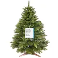 Produktbild: Premium Weihnachtsbaum künstlich 90cm - TESTSIEGER 10 Jahre GARANTIE - Naturgetreu, dichte Zweige, Künstlicher Weihnachtsbaum mit Holzständer, Christmas Tree Tannenbaum künstlich 90 cm Pure Living