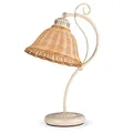 Produktbild: Helios Leuchten 4020713/W Tischlampe antik-weiss Rattan Korb natur-farbig | Rattanlampe Rattanleuchte Landhausstil | Tischleuchte 1 x E27