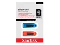 Produktbild: SanDisk Ultra 64 GB, USB 3.0, 130 MB/s, 2er-Set, Rot/Blau