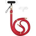 Produktbild: HoldMe Edition - Lanyard mit Karabiner Schwarz & 2 Pads - Universal Handykette Nylon Umhänge Band -  Rot - Rot