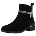 Produktbild: VAN HILL Damen Klassische Stiefeletten Blockabsatz Strass Trendy Schuhe 840507 213002 Schwarz Lack 41